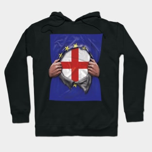 England Flag European Union Flag Ripped Open - Gift for European Union From England Hoodie